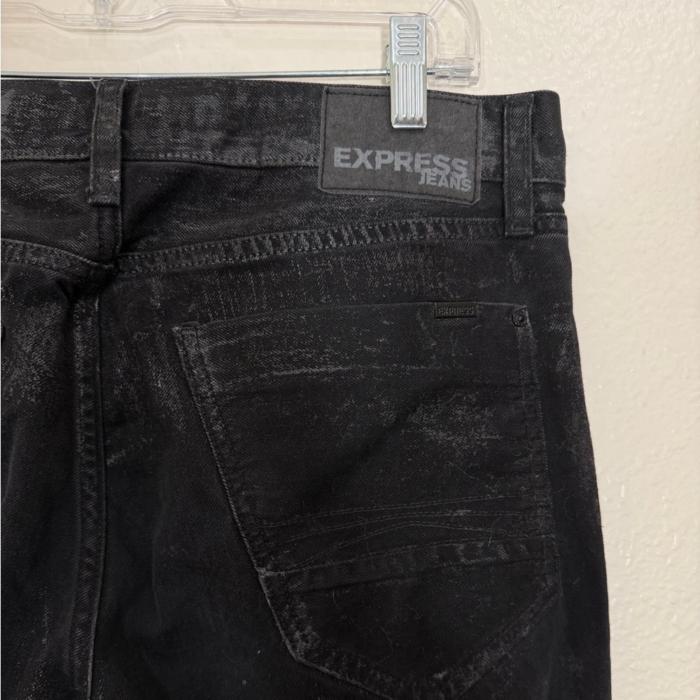 Express black silver wax-coated slim-fit Straight leg jeans by Express. 32 x 34 - Picture 9 of 9